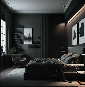 Темная спальня с акцентом
